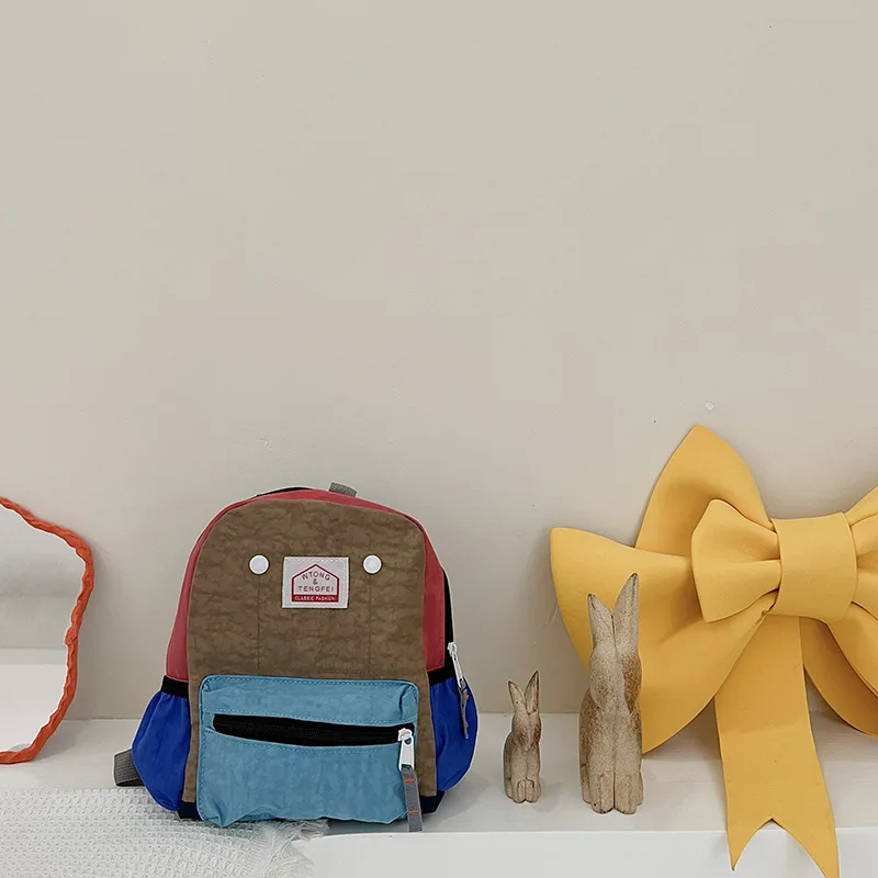 Children's Bags Simple And Lightweight Canvas Backpack Boys Girls Spine Protection