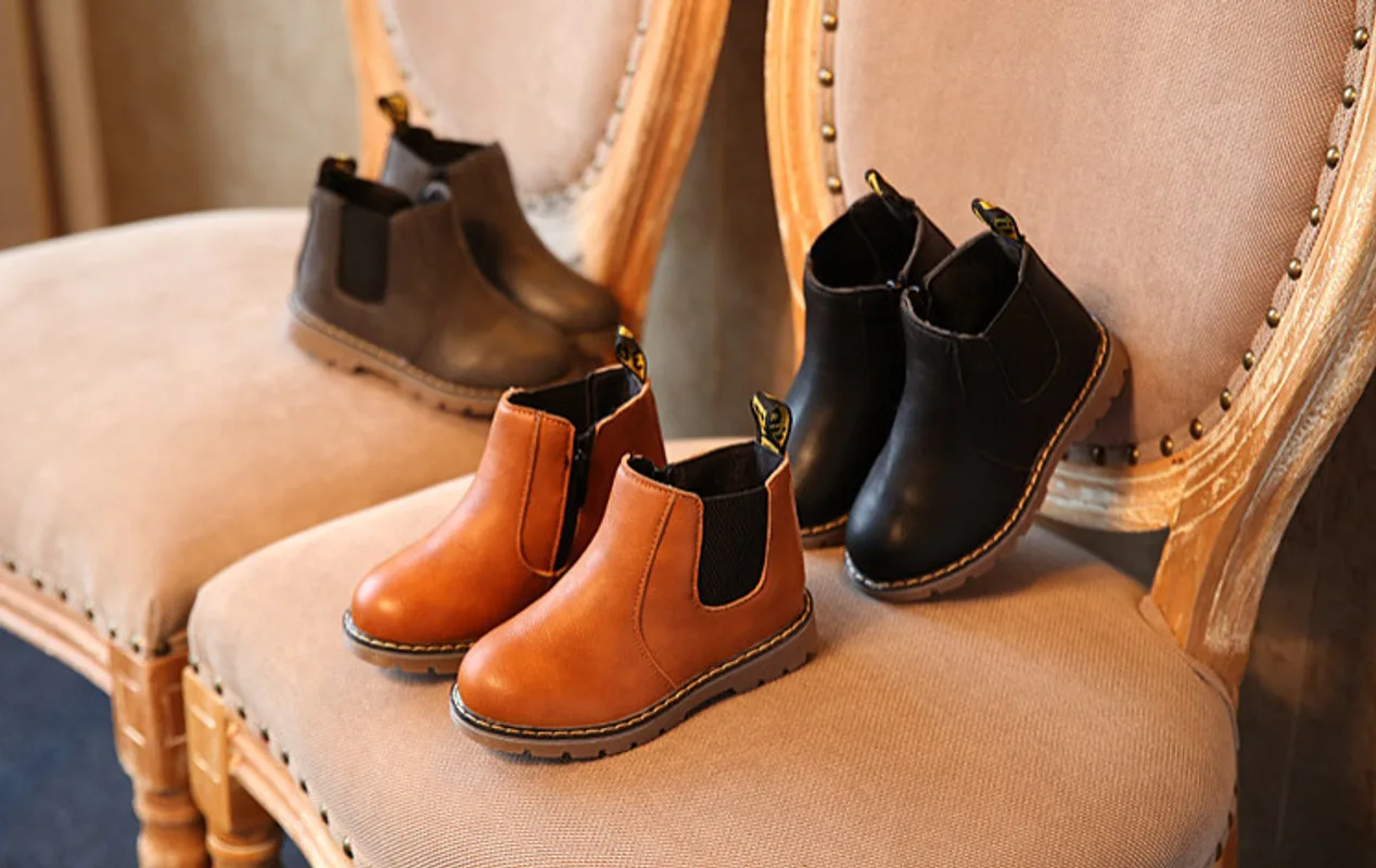 Autumn and winter children's shoes short boots boys' leather boots girls Europe and the United States big children's boots single boots
