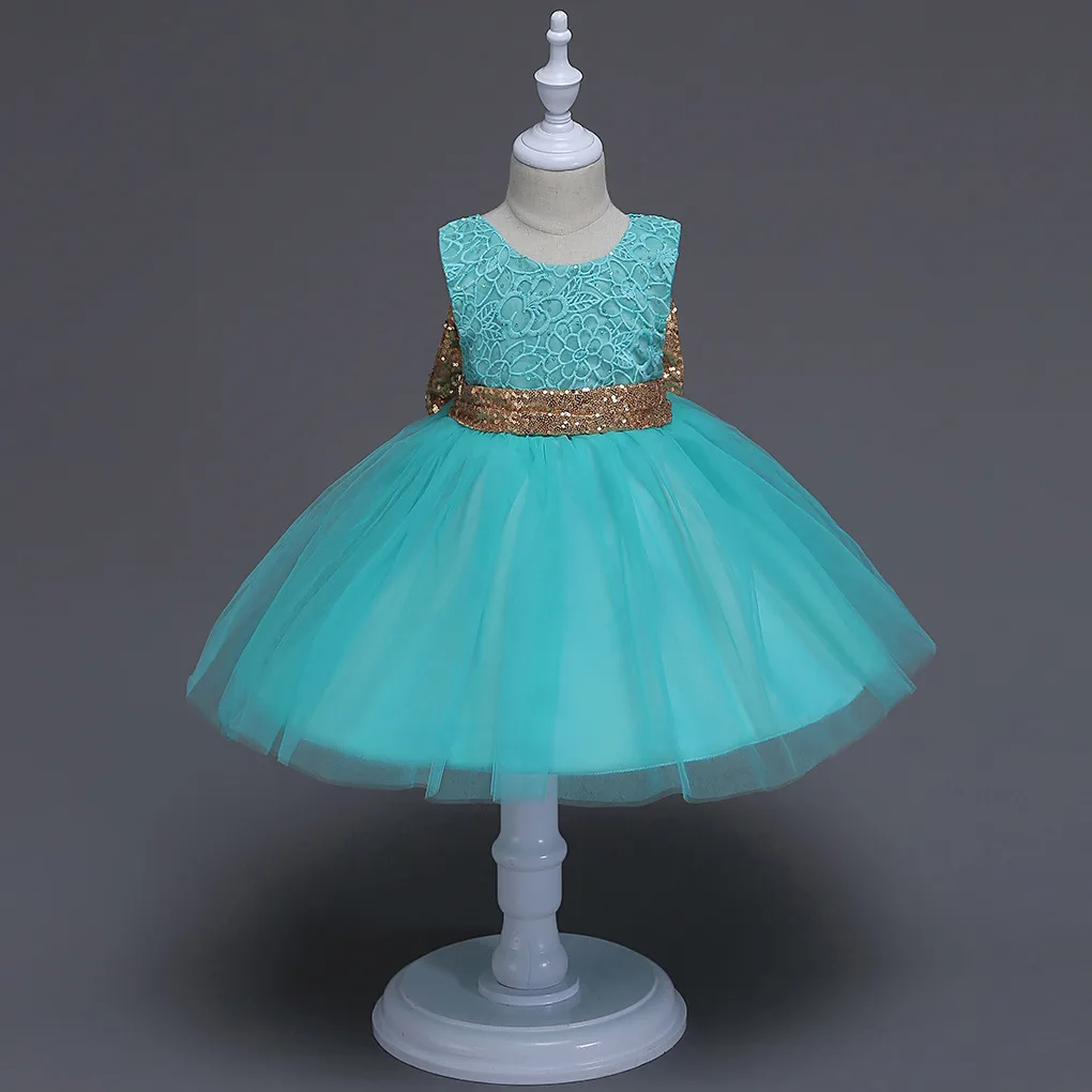 The summer and sequins big bow skirts and sleeveless dress baby child lace princess skirt dress