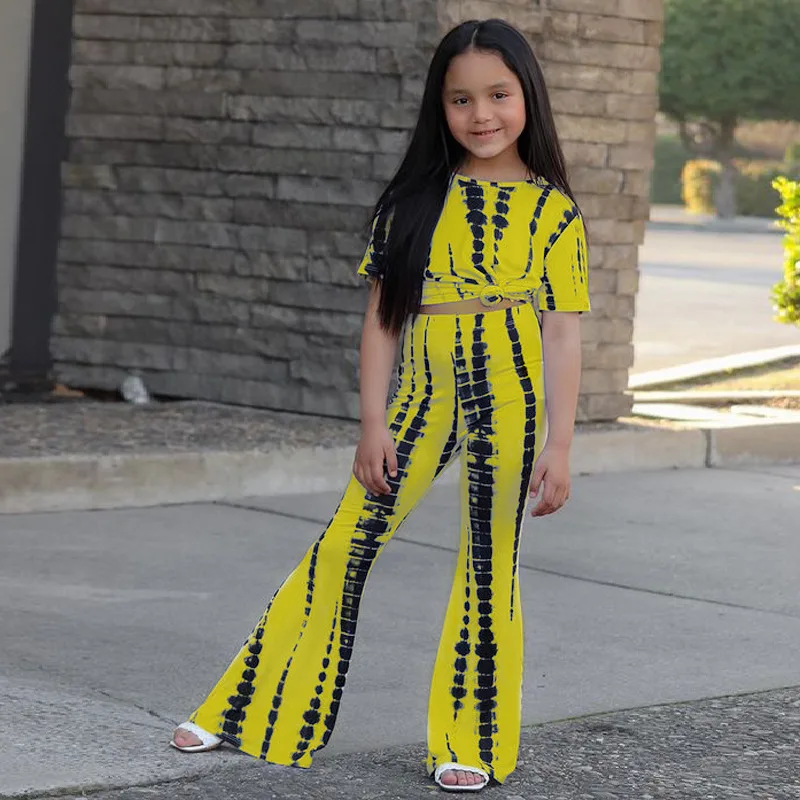 Children's Suit New Children's Clothing Girls' Suit Printed Short Sleeve Suit