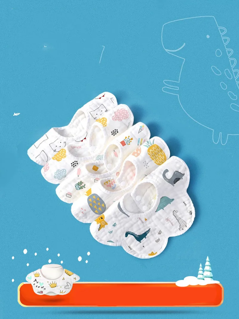 Rotating Flower Waterproof Baby Cloths Saliva Towel Cartoon Soft Round Baby Bibs Feeding Scarf