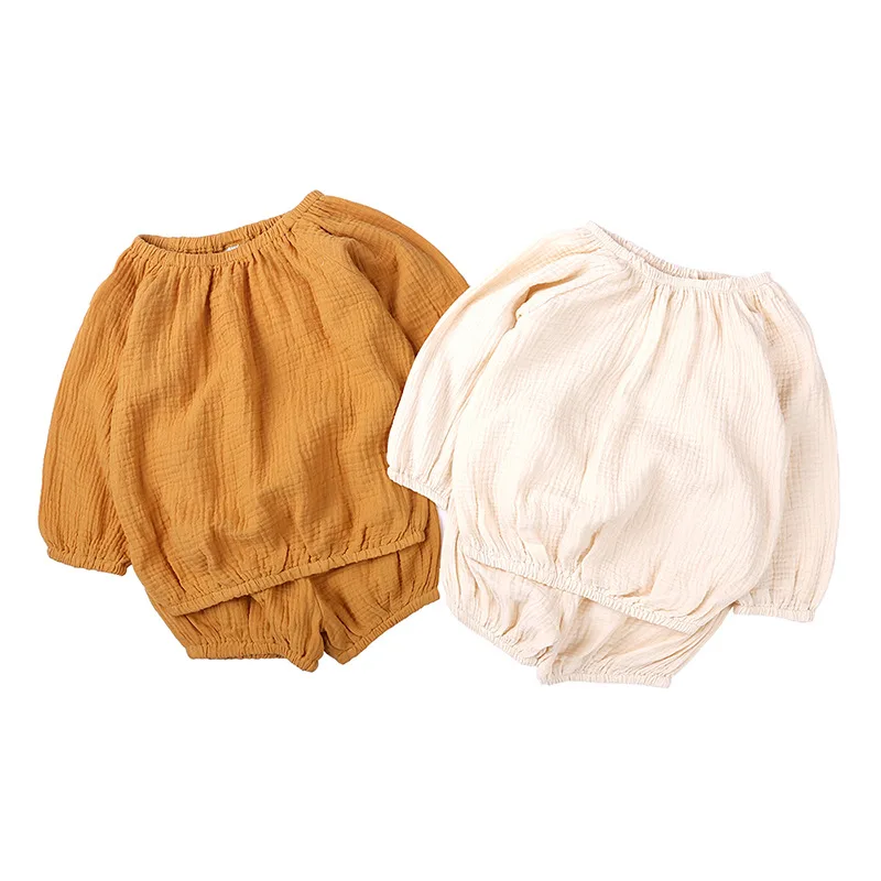 Summer Childrens Clothing Korean Girl Cotton Suit summer Baby Long-Sleeved Home Wear Childrens Casual Pajamas Suit