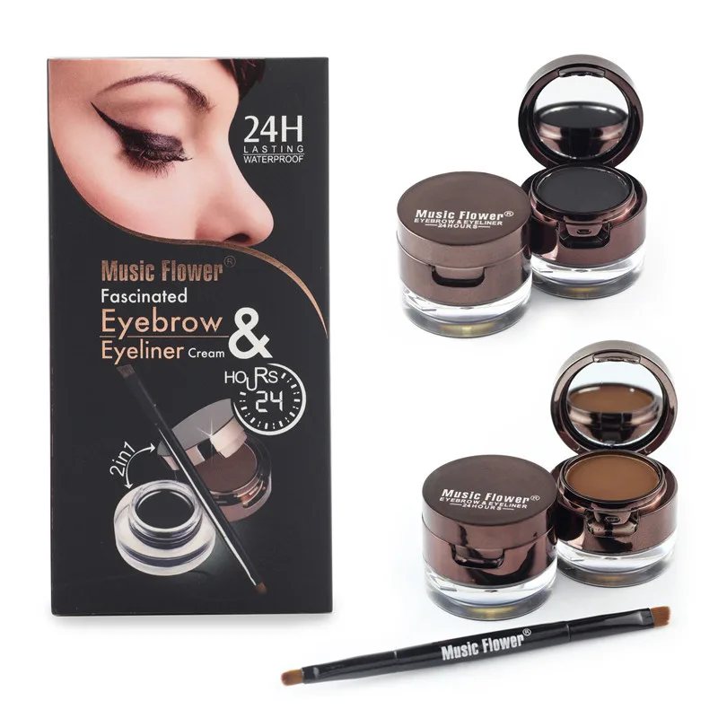 Music Flower Brown Black Gel Eyeliner Eyebrow Powder