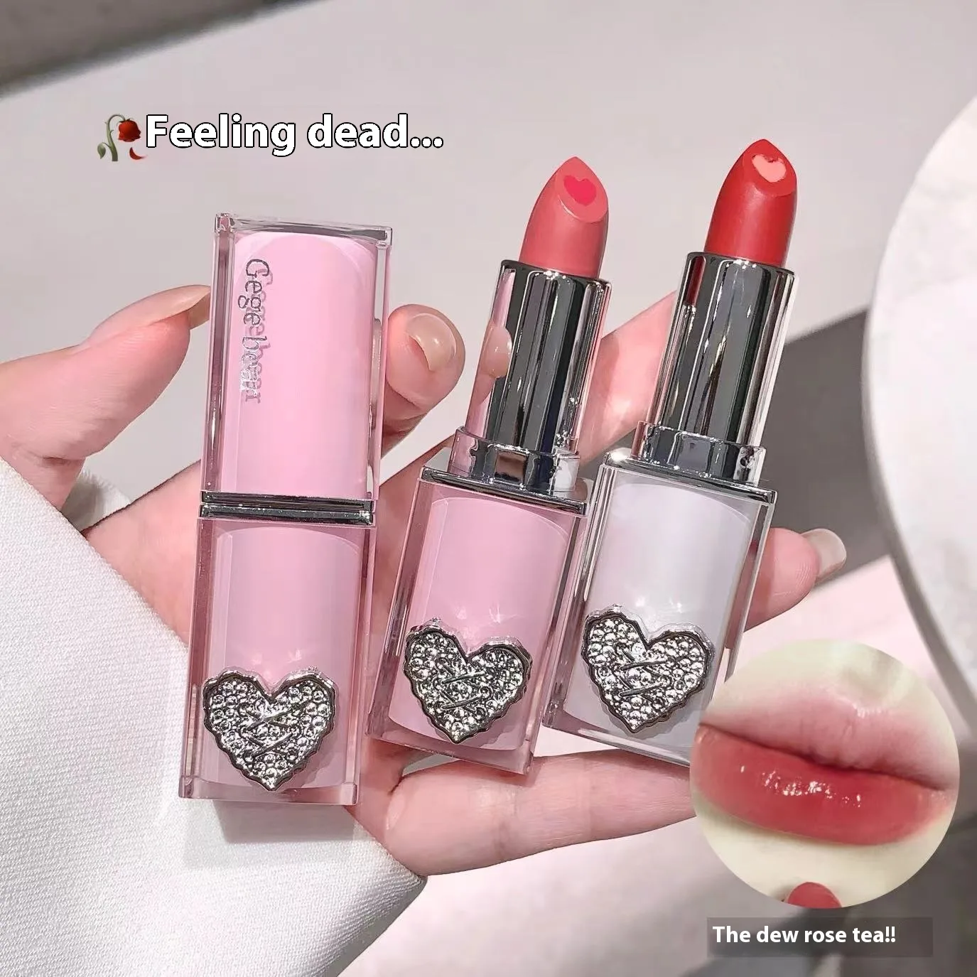 Crystal Transparent Runcai Sandwich Lipstick Glossy Mirror