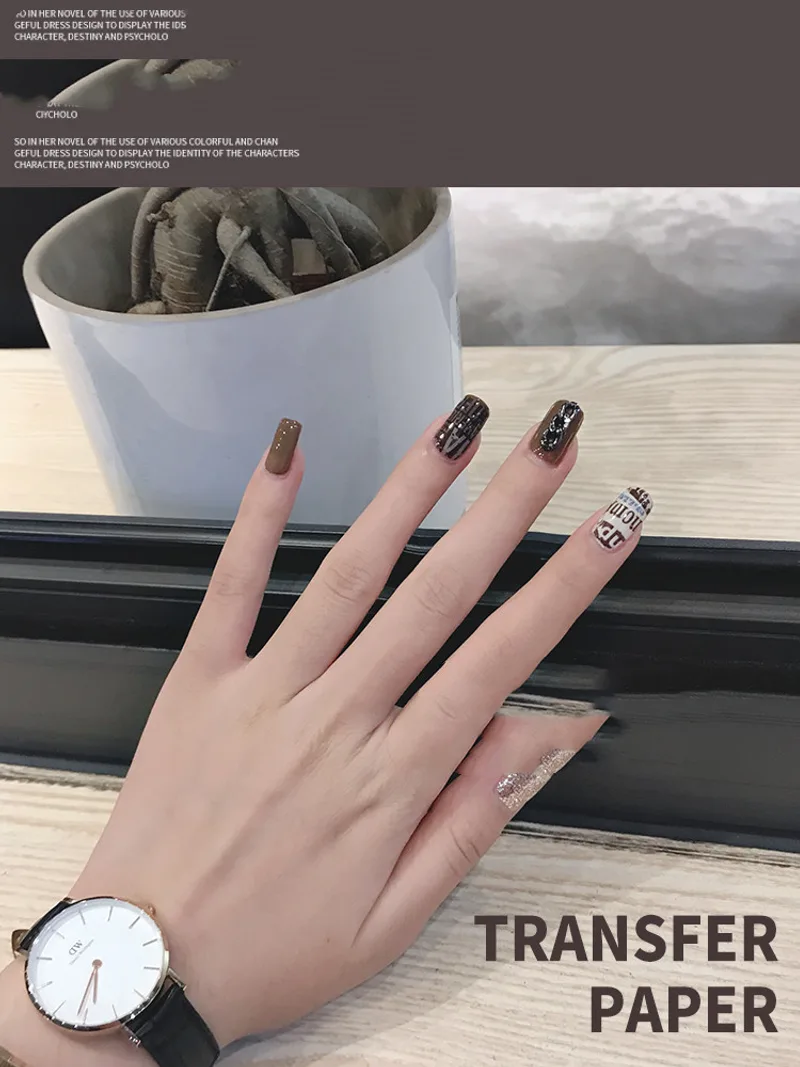 Japanese Style Nail Transfer Paper Magazine English Letter Star Paper