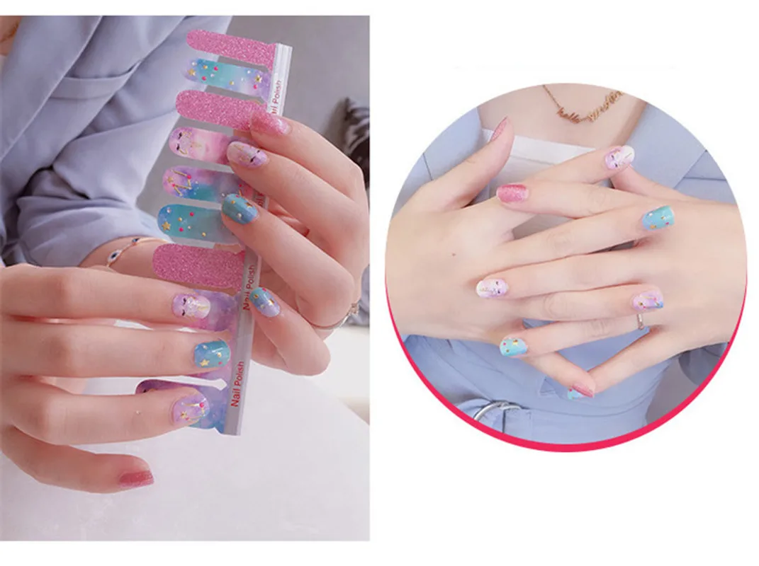 Shell Nail Sticker 3D Bronzing 20 Nail Stickers Double Row Nail Sticker