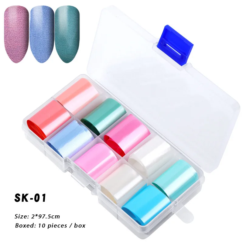 10 Boxes Of Holographic Nail Stickers AB Color Nail Art
