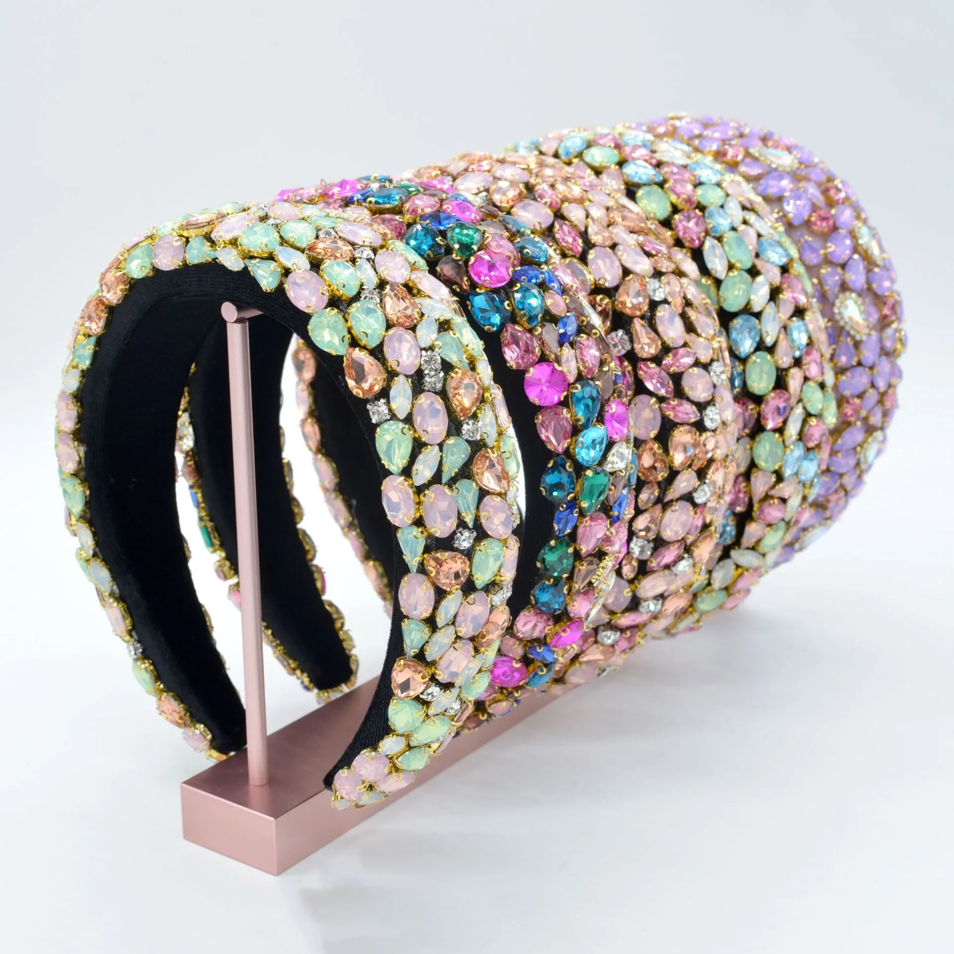 Rhinestone Gem Sponge Wide-brimmed Handmade Headband