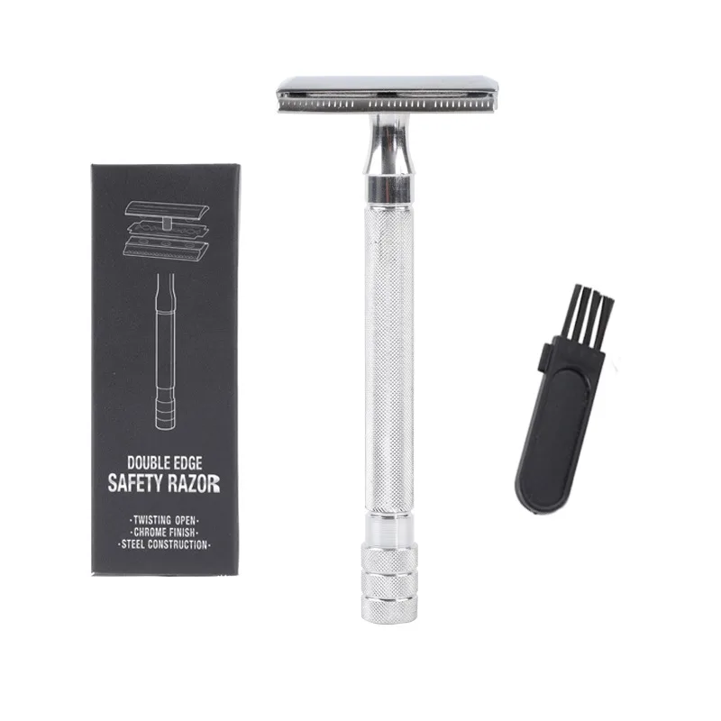 Vintage Manual Safety Metal Shaver with Brush