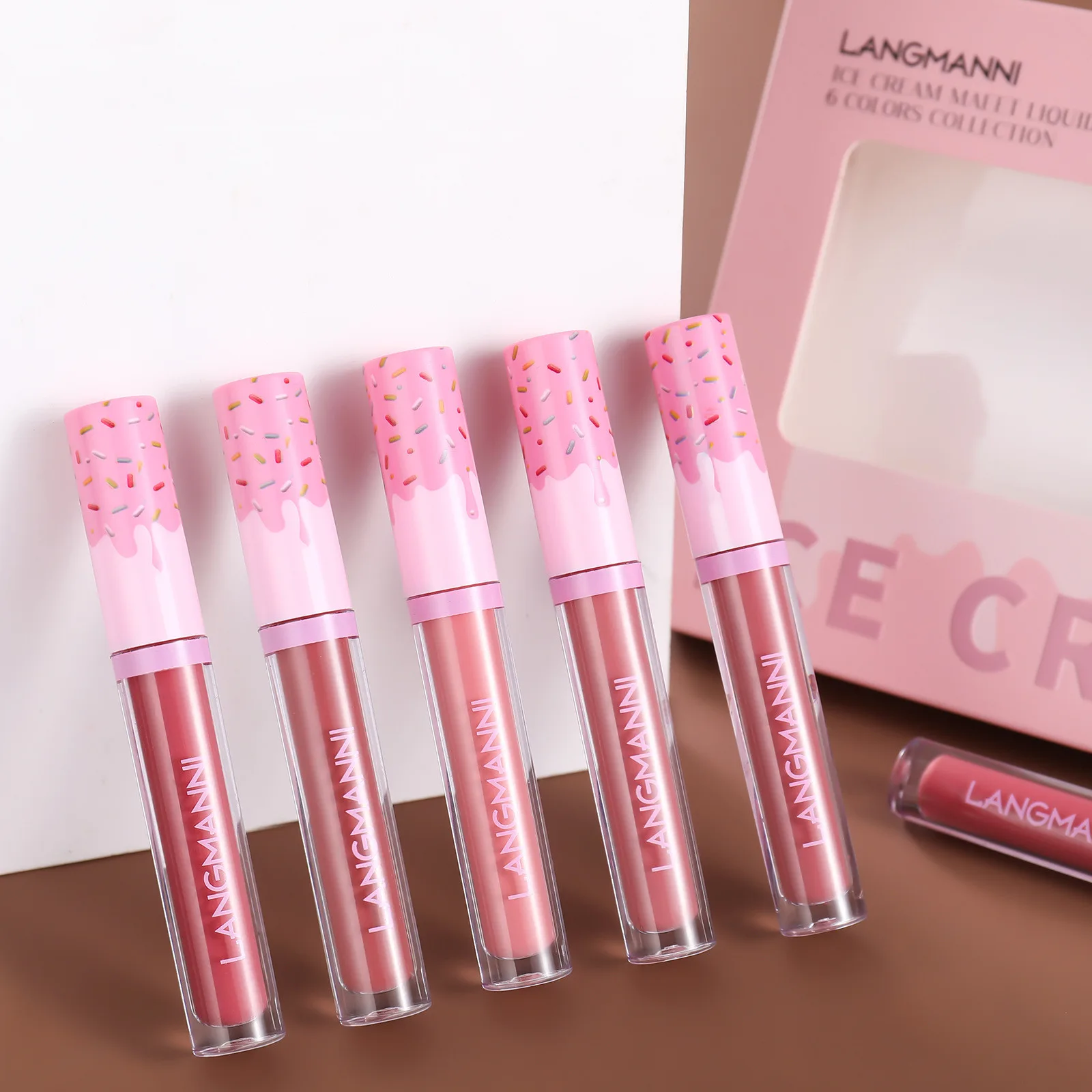 Matte Matte Lip Gloss 6-color Set, Long-lasting Non-stick Cup