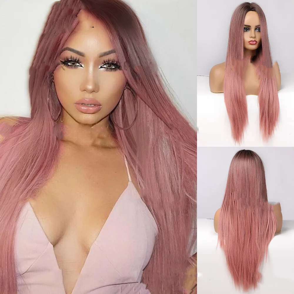 European And American Headgear Waist Long Curly Hair Gradient Big Wave Anime