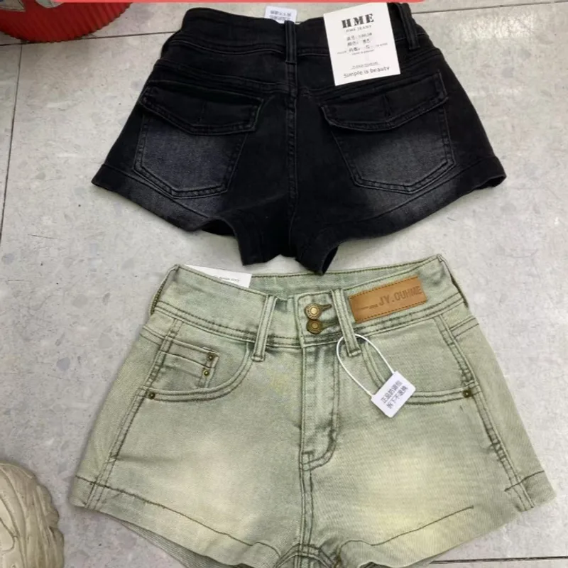American Retro Denim Shorts Women's High Waist Slimming