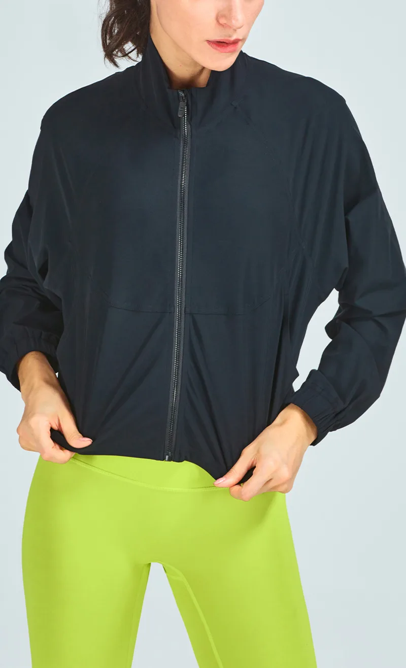 Stand Collar Cardigan Pocket Lightweight Breathable Windproof Sportswear