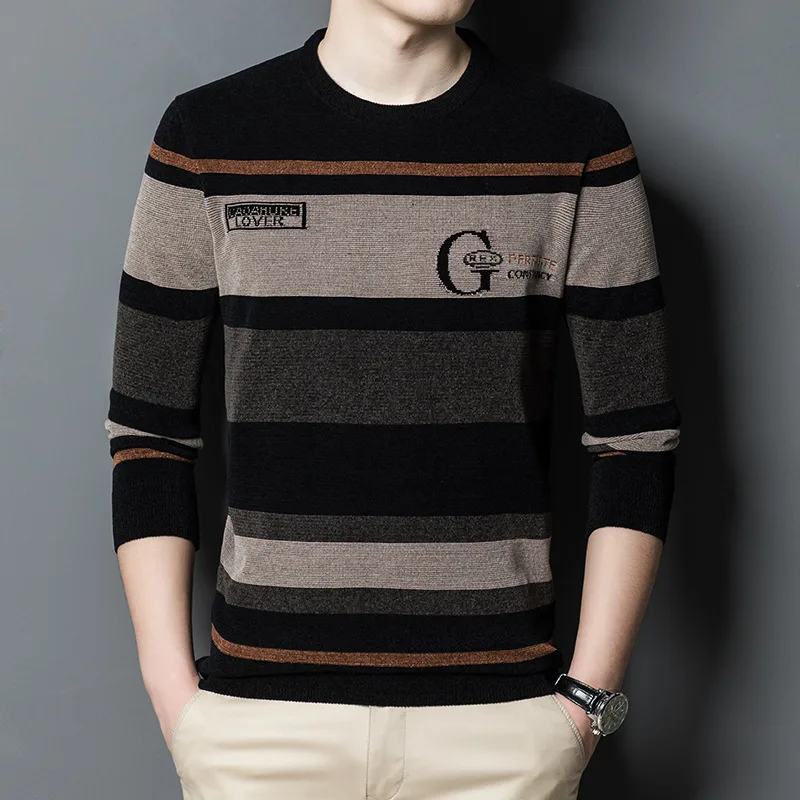 Straight Long Sleeve Casual Round Neck Men's Clothing