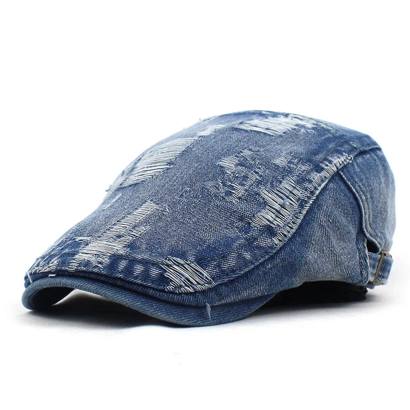 Edging Distressed Beret Fashion Holes Duck Tongue Hat