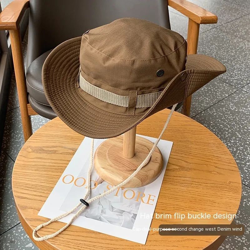 Four Seasons UV Protection Climbing Hat Outdoor Fisherman Western Denim Wind Sunshade Camping