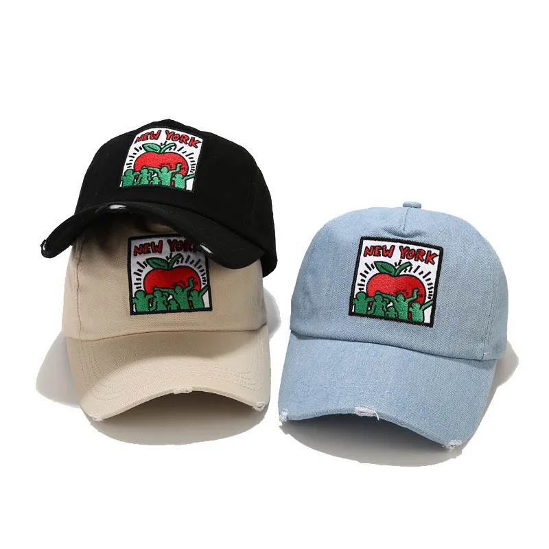 Embroidery Patch Retro Hole Dome Baseball Cap Student Sun Hat