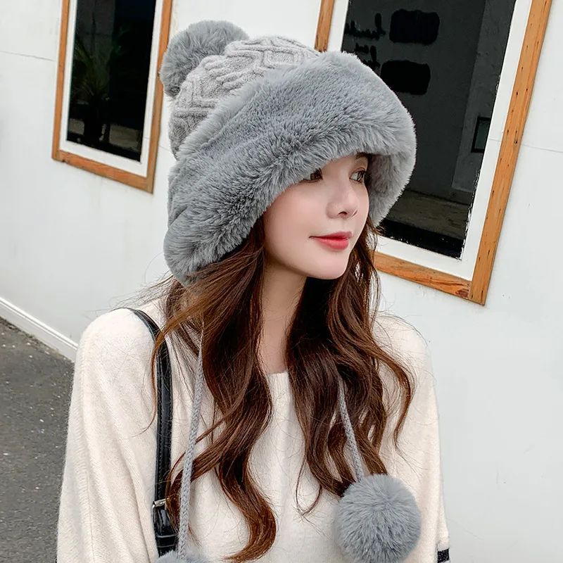 Solid Color Wool Knitted Ear Protection Warm Hat