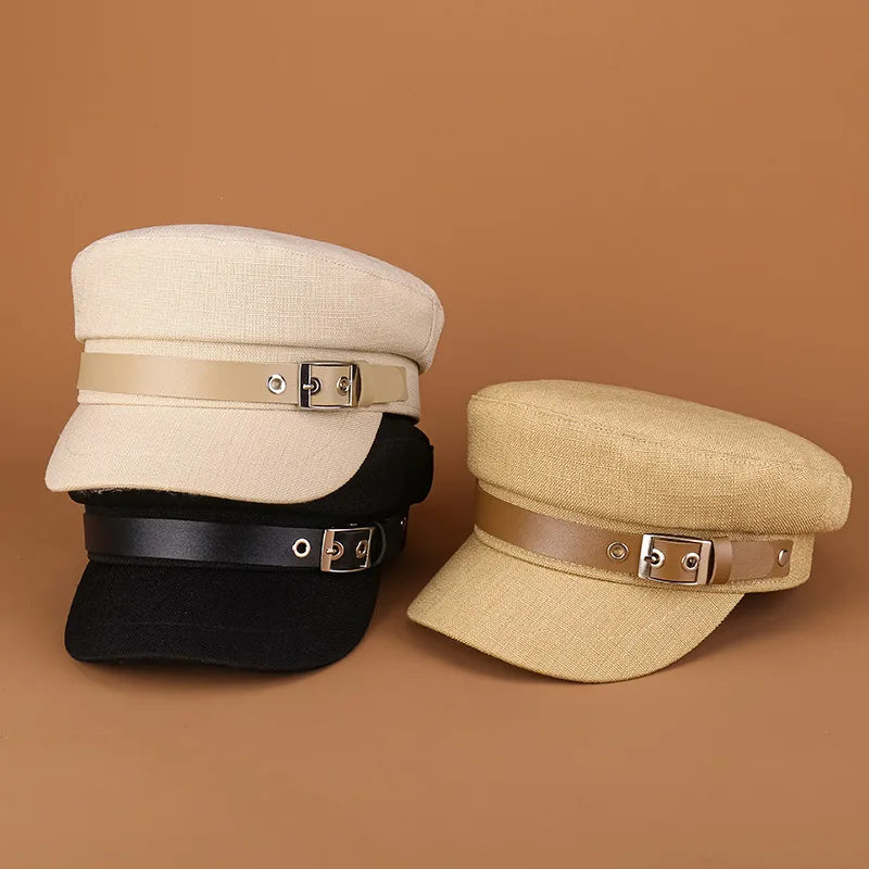 Women's Trendy Belt Buckle Duck Tongue Flat Beret Outdoor Sun-proof Warm Painter Hat