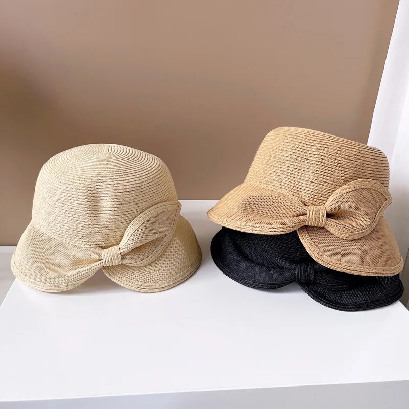 Paper Cloth Splicing Rear Opening Bow Fisherman Hat