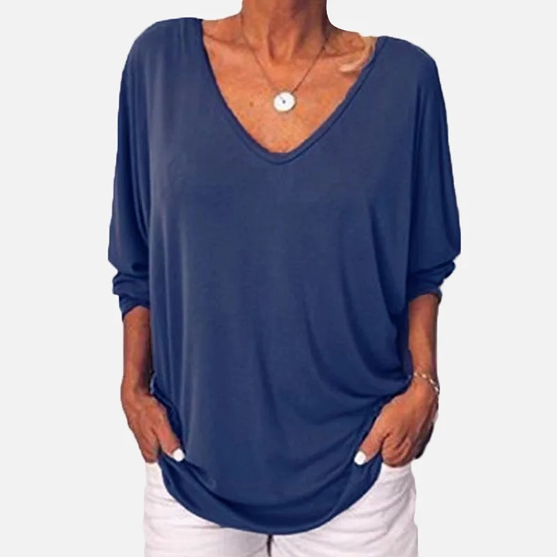 V-neck Bat Sleeve Button Back T-shirt