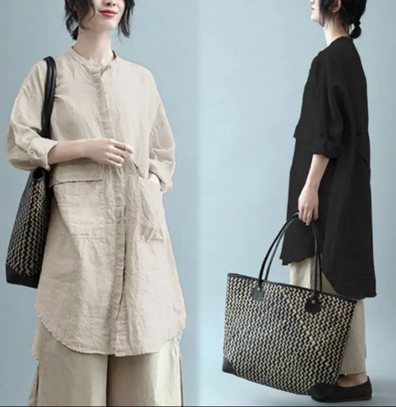 New Cotton Linen Top Women's Casual Retro Shirt