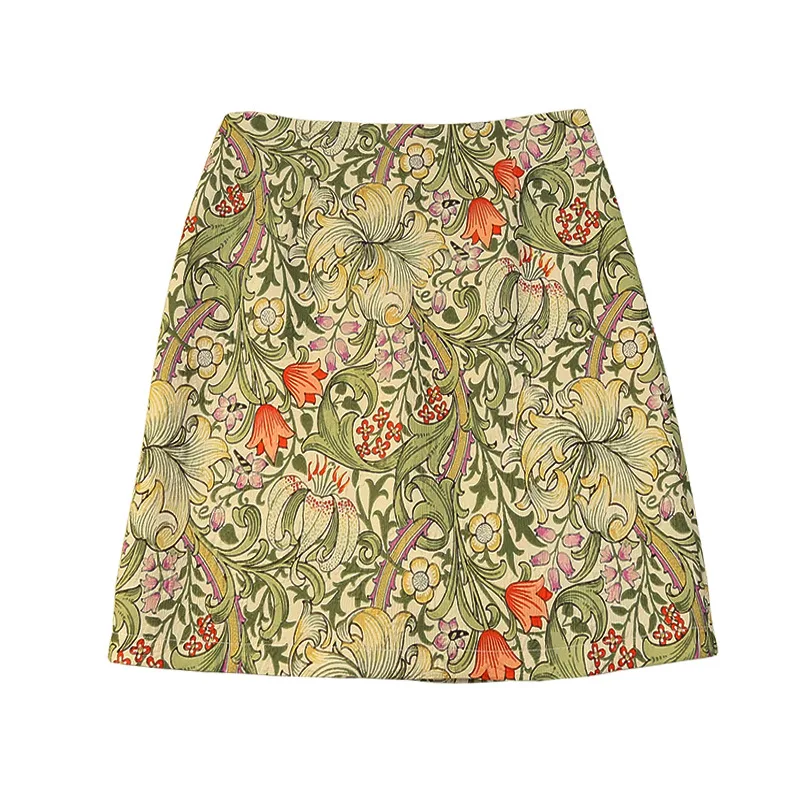 Embossed Jacquard A-line Short Skirt Summer High Waist Slimming Anti-glare Skirt