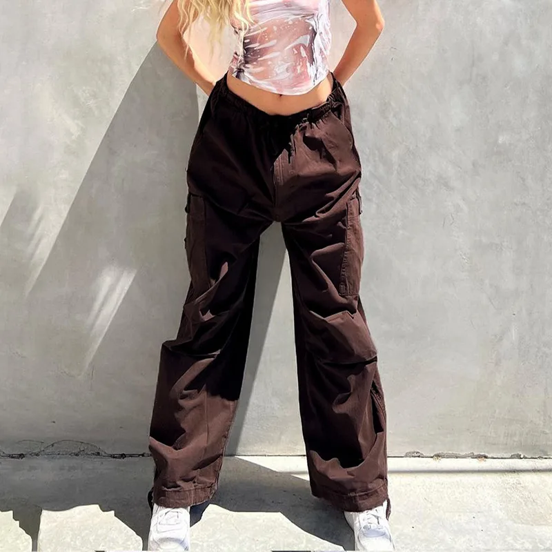 Sleek Casual Asymmetrical Pocket Drawstring Closure Woven Pants