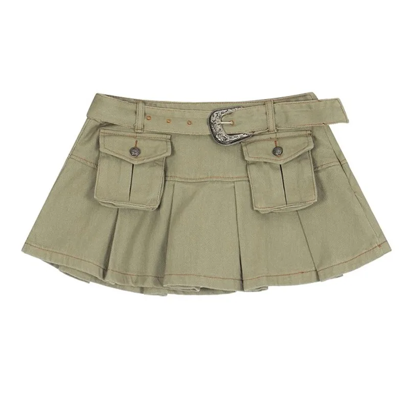 Women's Retro Multi-pocket Workwear Denim Skirt