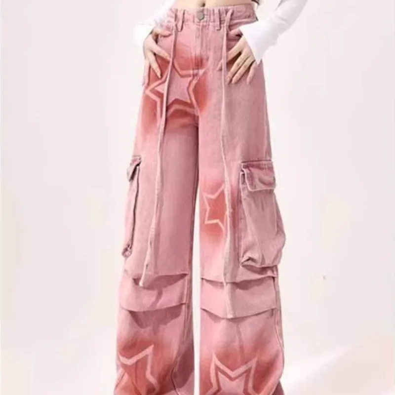 Cargo Jeans Women's Plus Size XINGX Printed Wide-leg Trousers