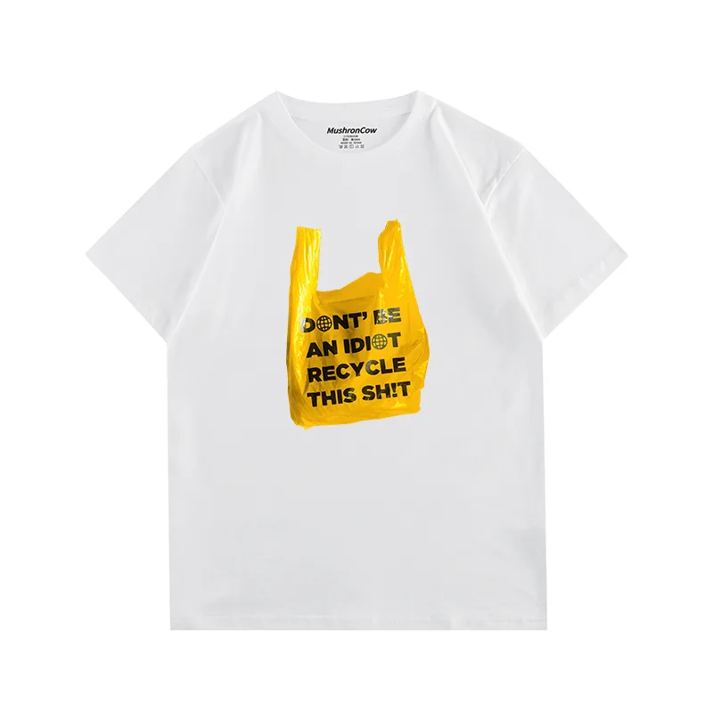 Artistic Eco-friendly Bag Creative Illustration Print Short-sleeved T-shirt