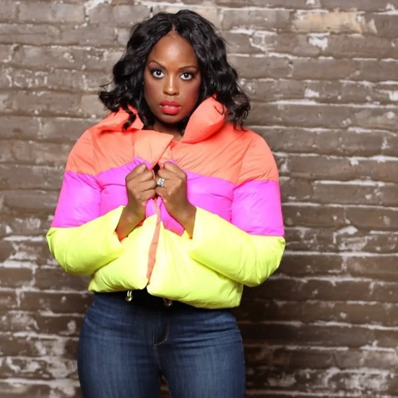 Women's Clothing Multi-color Mosaic Fleece Padded Coat