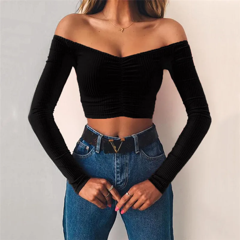 Short Shoulder Slim Cropped T-shirt