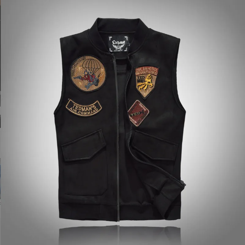 Korean-style Slim-fit Trendy Men's Waistcoat Black Patch Waistcoat Vest