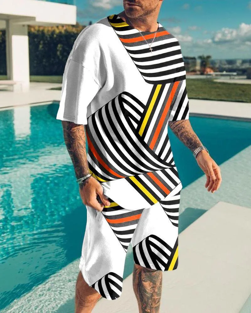 Short Sleeve Shorts Two Piece Sports Casual Men's Suit