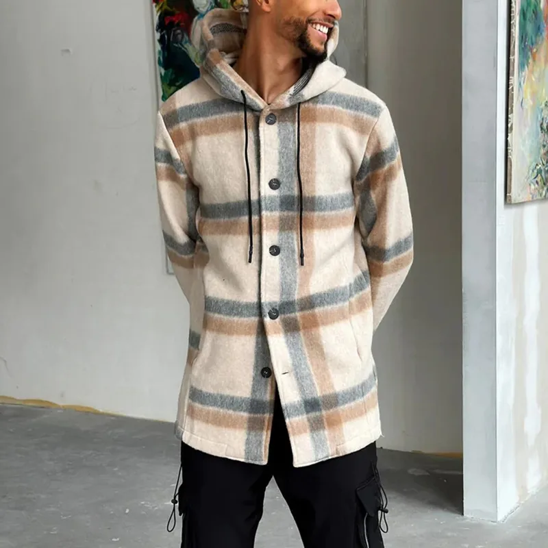 Men's Fashion Hooded Plaid Casual Youth