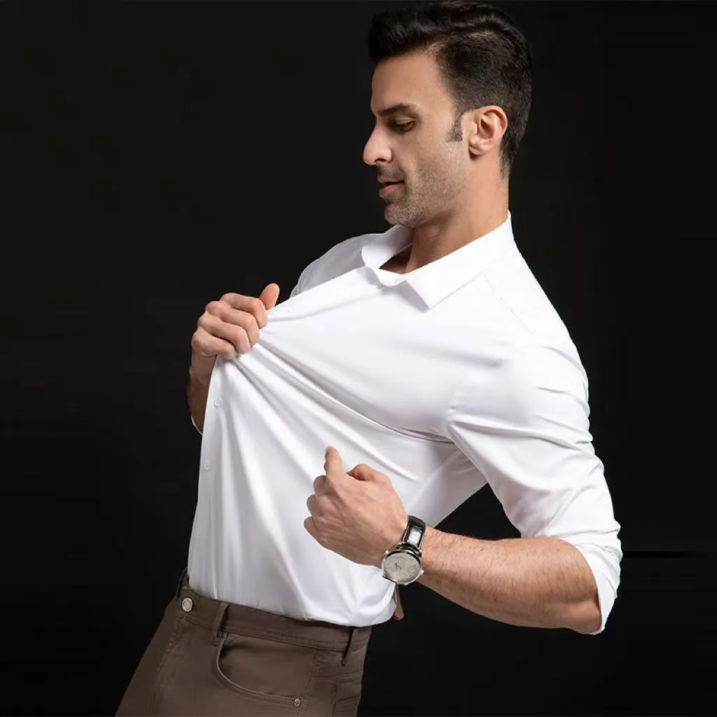 Men's Stretch Silky Seamless Long-sleeved Shirt
