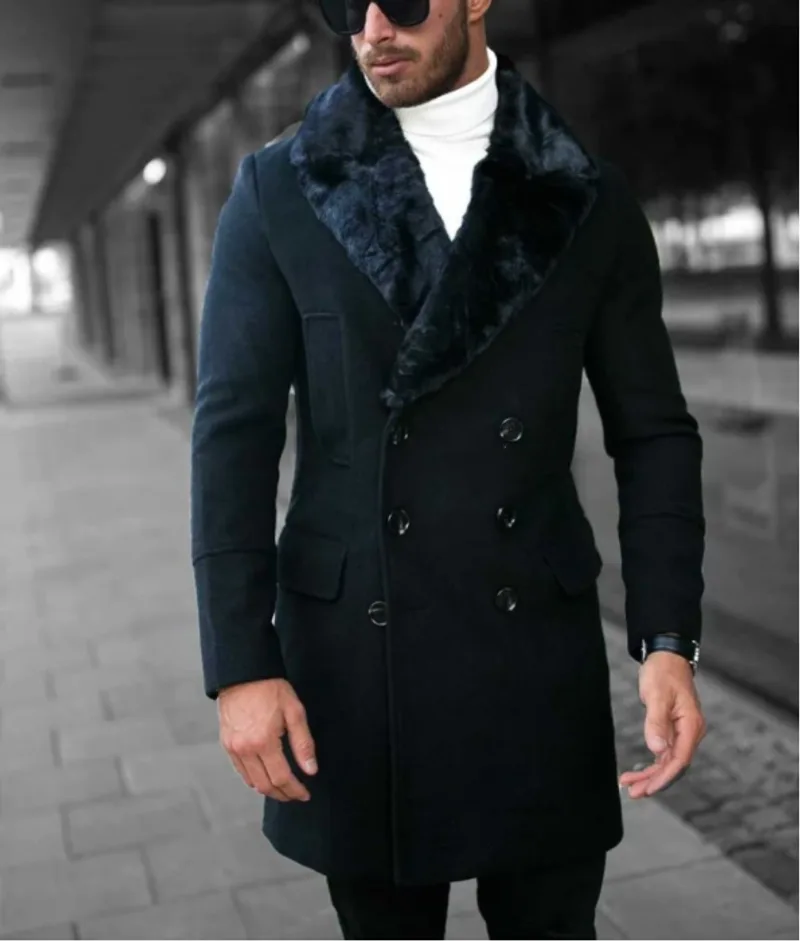 Winter Double-breasted Slim Plus Size Men's Coat Loose Fashion Jacket