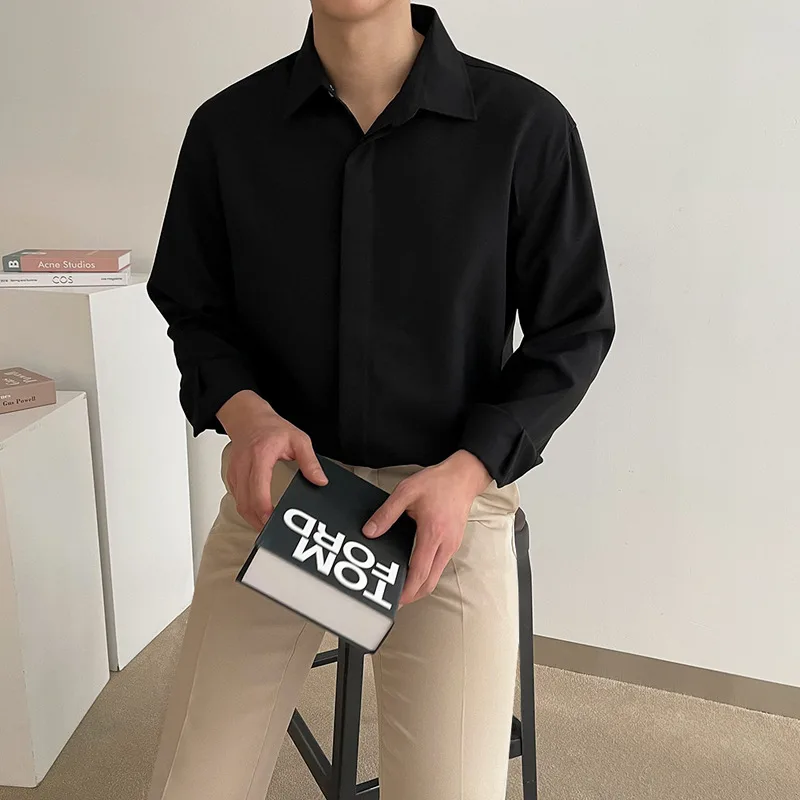 Men's White Shirt Autumn New Black Shirt