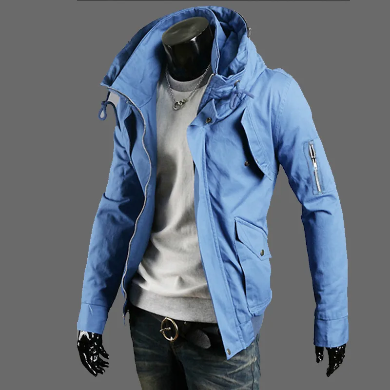 Men's all-match solid color tooling jacket