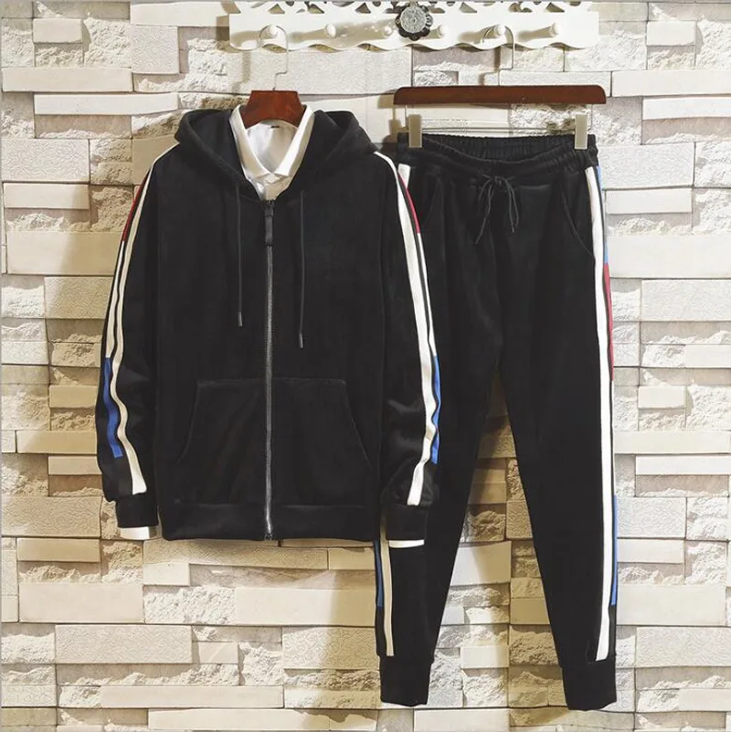 Men's Gold Velvet Two-Piece Sportswear