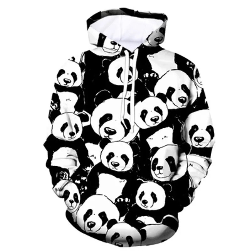 Panda 3D Digital Print Pullover Hoodie