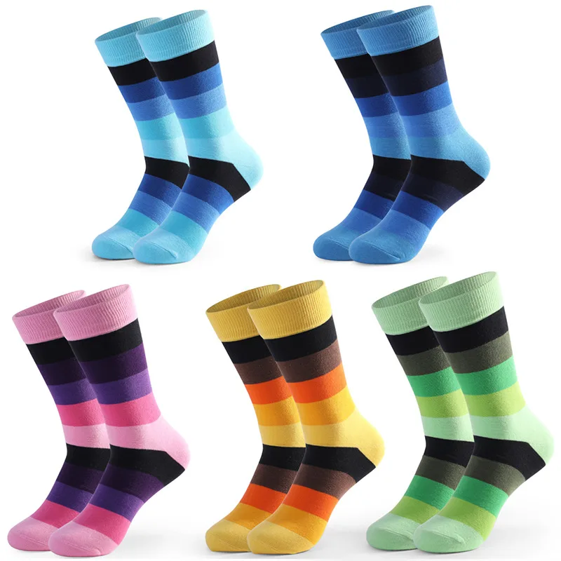 Men's Stockings Cotton Over Calf Striped High Waist