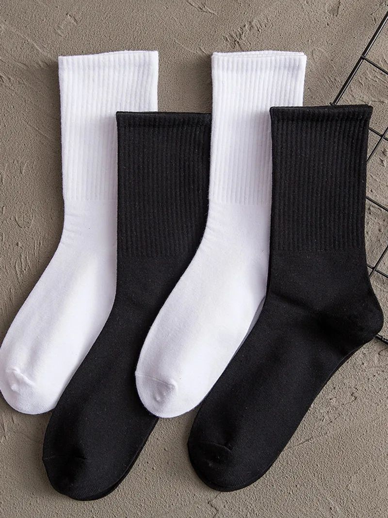 Men's Mid-tube Solid Color Sports Basketball Breathable Socks