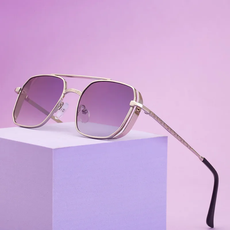 Men's Fashion Steampunk Sunglasses Side Bag Small Frame