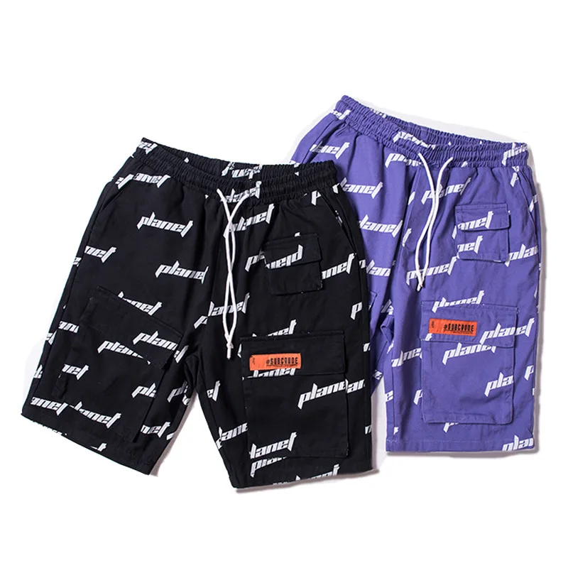 Men's overalls, European and American printed loose shorts