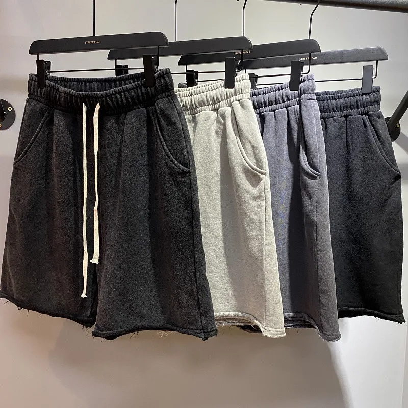Retro Loose Edge Wide Leg Loose Street Casual Straight-leg Five-point Sweatpants Men