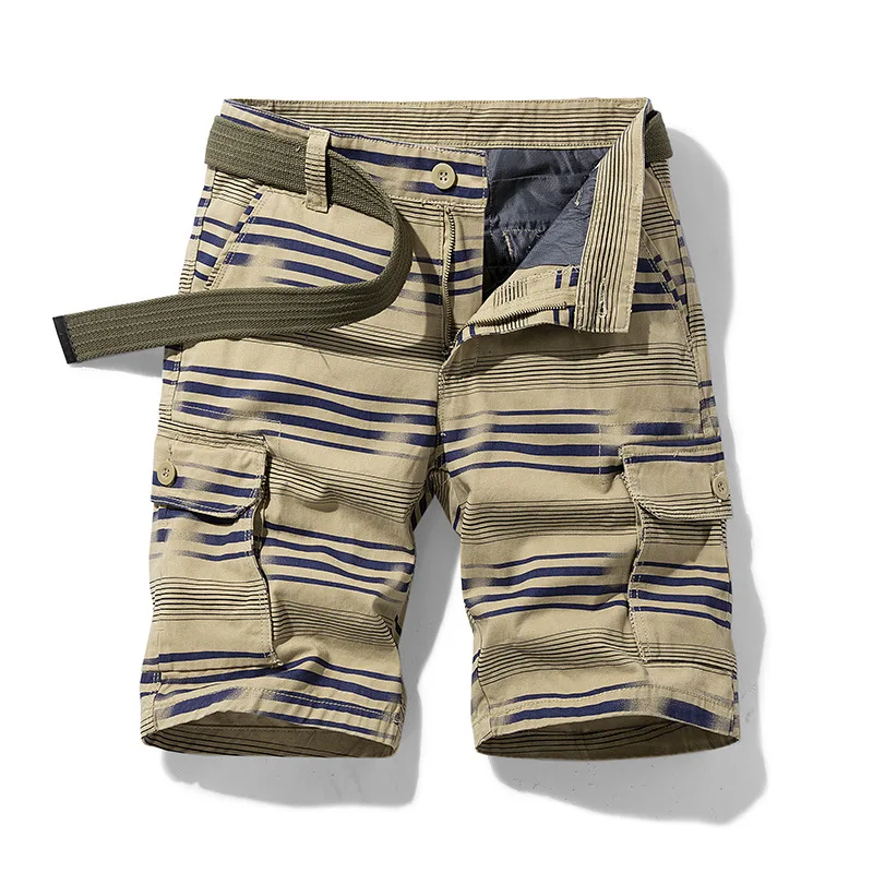 Men'S Cotton Casual Pants Shorts Overalls Five-Point Multi-Pocket Pants