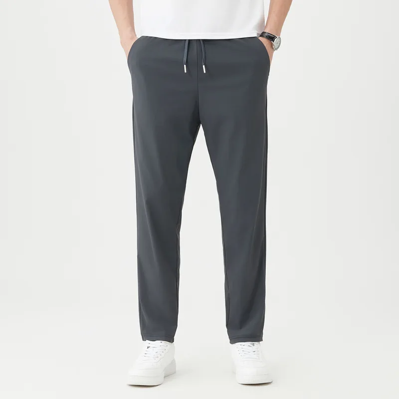 Summer Ice Silk Casual Pants Men's Thin Solid Color