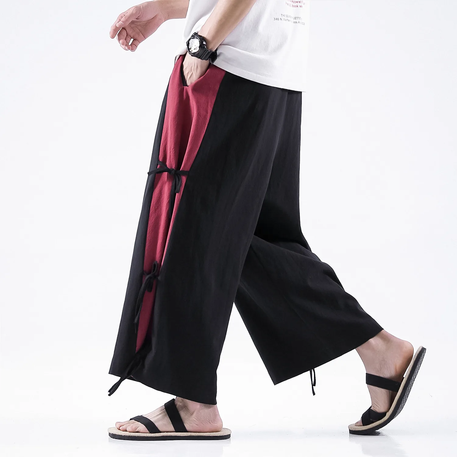 Spring And Summer Men's Cotton And Linen Casual Pants Wide Leg Pants Men